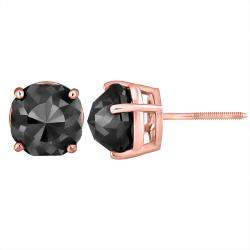 14K Rose Gold Black Stone Stud Earrings (Appox 4.00 cts)