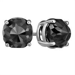 14K White Gold Black Stone Stud Earrings (Appox 5.00 cts)