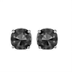 14K White Gold Black Stone Stud Earrings (Appox 5.00 cts)