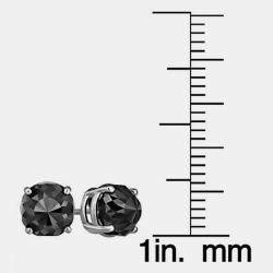 Pre Owned 14K White Gold Black Stone Stud Earrings (Appox 7.00 cts)