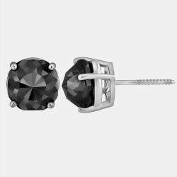 Pre Owned 14K White Gold Black Stone Stud Earrings (Appox 7.00 cts)