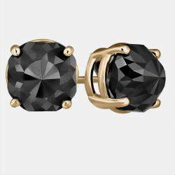 Pre Owned 14K Yellow Gold Black Stone Stud Earrings (Appox 7.00 cts)