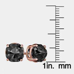 Pre Owned 14K Rose Gold Black Stone Stud Earrings (Appox 7.00 cts)