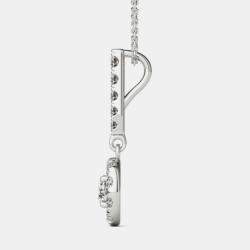 14K White Gold Natural Diamond Halo Stick Pendant Necklace (0.50 Ctw)