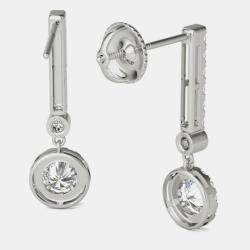 14K Gold Natural Diamond Dangle Halo Screw Back Earrings (3/4 Ctw)