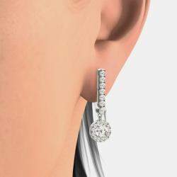 14K Gold Natural Diamond Dangle Halo Screw Back Earrings (3/4 Ctw)