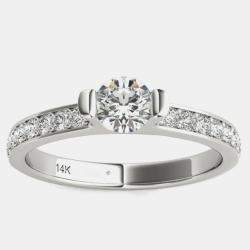 Pre Owned 14K White Gold Natural Diamond Engagement Ring EU 49