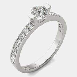 Pre Owned 14K White Gold Natural Diamond Engagement Ring EU 49