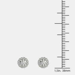Pre Owned 14K White Gold Natural Diamond Halo Screw Back Earrings (1/2 Ctw)