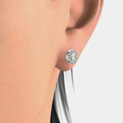 14K White Gold Natural Diamond Halo Screw Back Earrings (1.00 Ctw)