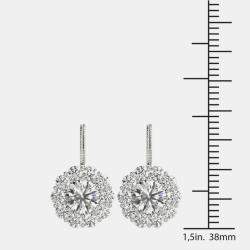 14K White Gold Natural Diamond Dangle Halo Screw Back Earrings (2.20 Ctw)