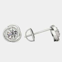14K White Gold Solitaire Natural Diamond Stud Earrings (1/2 Ctw)