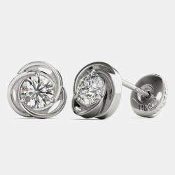 14K White Gold Solitaire Natural Diamond Stud Earrings (1/2 Ctw)