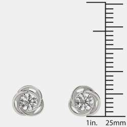 14K White Gold Solitaire Natural Diamond Stud Earrings (1/2 Ctw)