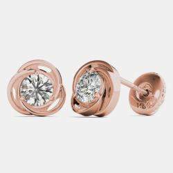 14K Rose Gold Solitaire Natural Diamond Stud Earrings (1/2 Ctw)