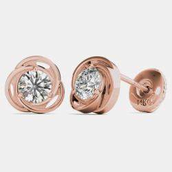 14K Rose Gold Solitaire Natural Diamond Stud Earrings (1/2 Ctw)