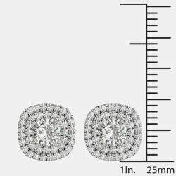 14K Gold Natural Diamond Double Halo Screw Back Earrings (1.00 Ctw)