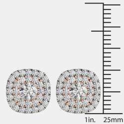 14K Gold Natural Diamond Double Halo Screw Back Earrings (1.00 Ctw)