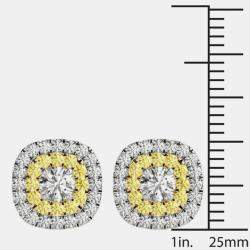14K Gold Natural Diamond Double Halo Screw Back Earrings (1.00 Ctw)