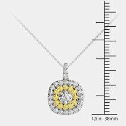 Pre Owned 14K White Gold Natural Diamond Double Halo Pendant (1.00 Ctw)