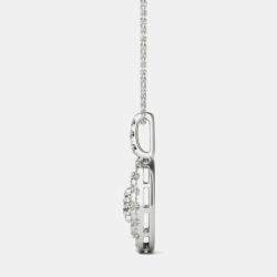 14K White Gold Natural Diamond Double Halo Pendant (1.00 Ctw)