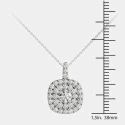 14K White Gold Natural Diamond Double Halo Pendant (1.00 Ctw)