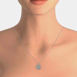 14K White Gold Natural Diamond Double Halo Pendant (1.00 Ctw)