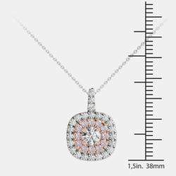 Pre Owned 14K White Gold Natural Diamond Double Halo Pendant (1.00 Ctw)