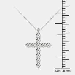 14K Hypoallergenic White Gold Natural Diamond Cross Pendant Necklace (1/2 Ctw)