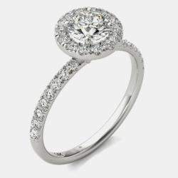 14K White Gold Natural Diamond Halo Engagement Ring (1.00 Ctw)