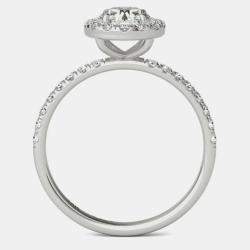 14K White Gold Natural Diamond Halo Engagement Ring (1.00 Ctw)