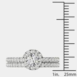 14K White Gold Natural Diamond Halo Wedding Ring Set (1.50 Ctw)