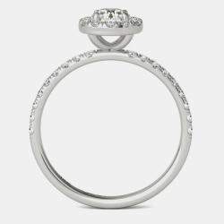 14K White Gold Natural Diamond Halo Engagement Ring (3/4 Ctw)