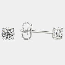 Pre Owned 14K Hypoallergenic White Gold Solitaire Natural Diamond Stud Earrings (1/2 Ctw)