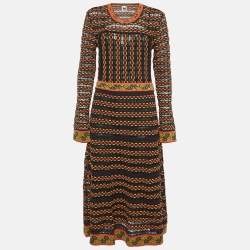 M Missoni Multicolor Patterned Knit Long Sleeve Midi Dress L
