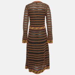 M Missoni Multicolor Patterned Knit Long Sleeve Midi Dress L