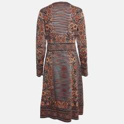مملوكة مسبقًا M Missoni Denim Patterned Knit Full Sleeve Midi Dress L