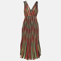 M Missoni Multicolor Alga and Bubble Pattern Knit Sleeveless Midi Dress S