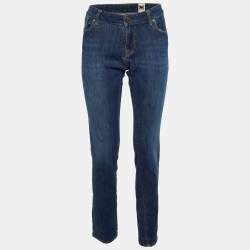 Pre Owned M Missoni Denim Blue Cotton Skinny Fit Jeans L/Waist 33"