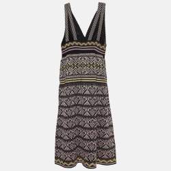 Pre Owned M Missoni Multicolor Patterned Lurex Knit Sleeveless Midi Dress L