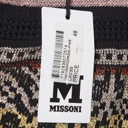 Pre Owned M Missoni Multicolor Patterned Lurex Knit Sleeveless Midi Dress L