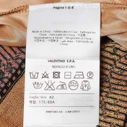 Pre Owned M Missoni Brown Floral Pattern Wool Blend Knit Midi Dress M