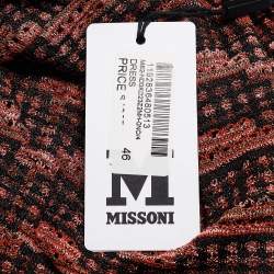 Pre Owned M Missoni Black/Red Patterned Lurex Knit Sleeveless Maxi Dress L