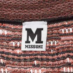 Pre Owned M Missoni Black/Red Patterned Lurex Knit Sleeveless Maxi Dress L