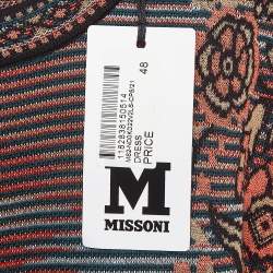 Pre Owned فستان ميدي إم ميزوني نمط تريكو متعدد الألوان بأكمام طويلة مقاس كبير - لارج