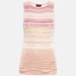 Pre Owned M Missoni Pink/Multicolor Jersey Tank Top M