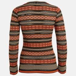 Pre Owned توب إم ميزوني تريكو منقوش برتقالي/أسود بأكمام طويلة صغير