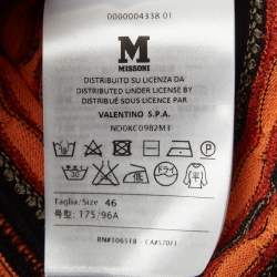 Pre Owned M Missoni Orange/Black Patterned Knit Long Sleeve Top L