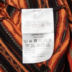 Pre Owned M Missoni Orange/Black Patterned Knit Long Sleeve Top L
