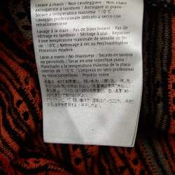 Pre Owned M Missoni Orange/Black Patterned Knit Belted Cardigan S